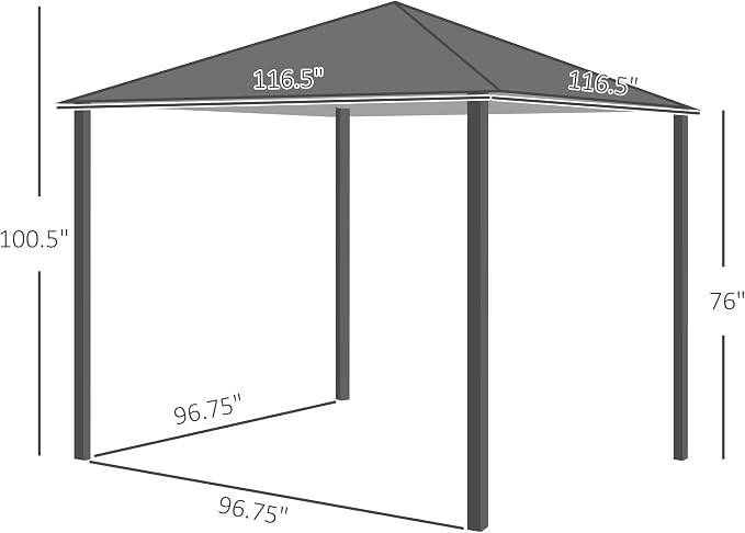 Outsunny 10' x 10' Patio Gazebo, Outdoor Gazebo Canopy Shelter - Image 7