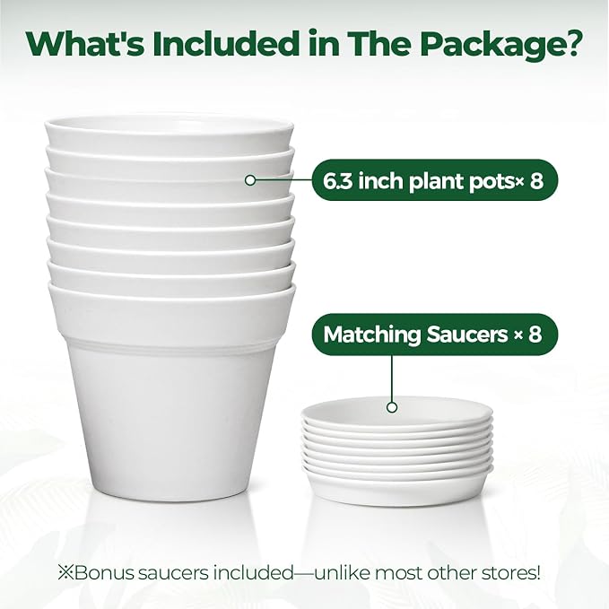 T4U 6 Inch Plant Pot 8-Pack, Plastic Planter - Image 6