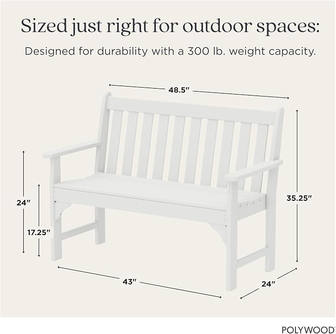 POLYWOOD GNB48WH Vineyard 48" Bench - Image 4
