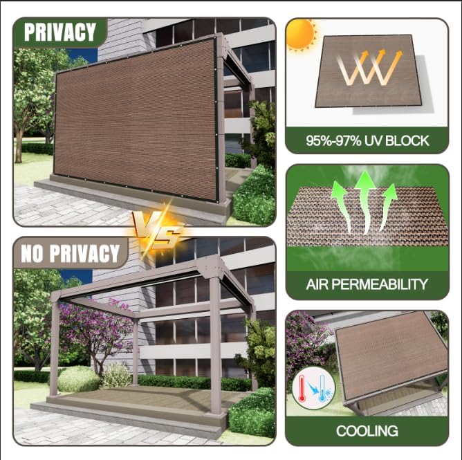 10'x 20' Sun Shade Cloth, 95% UV Block Outdoor Pergola Shade Cover - Image 4