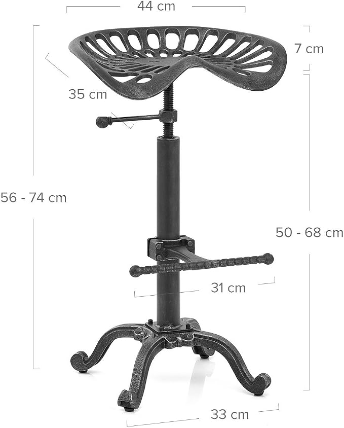 Diwhy Rustic Industrial Farmhouse Tractor Seat Adjustable Bar Stool Industrial - Image 3