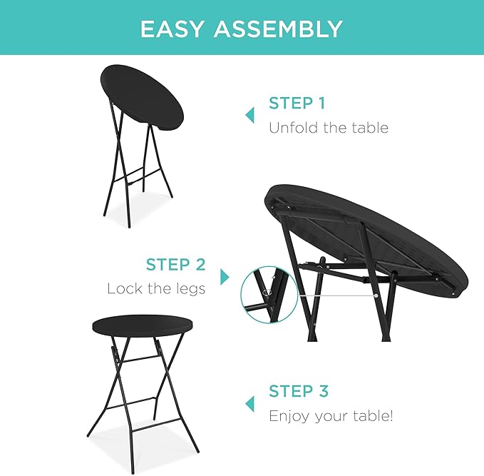Best Choice Products 32in Bar Height Folding Table, Round Indoor Outdoor - Image 7