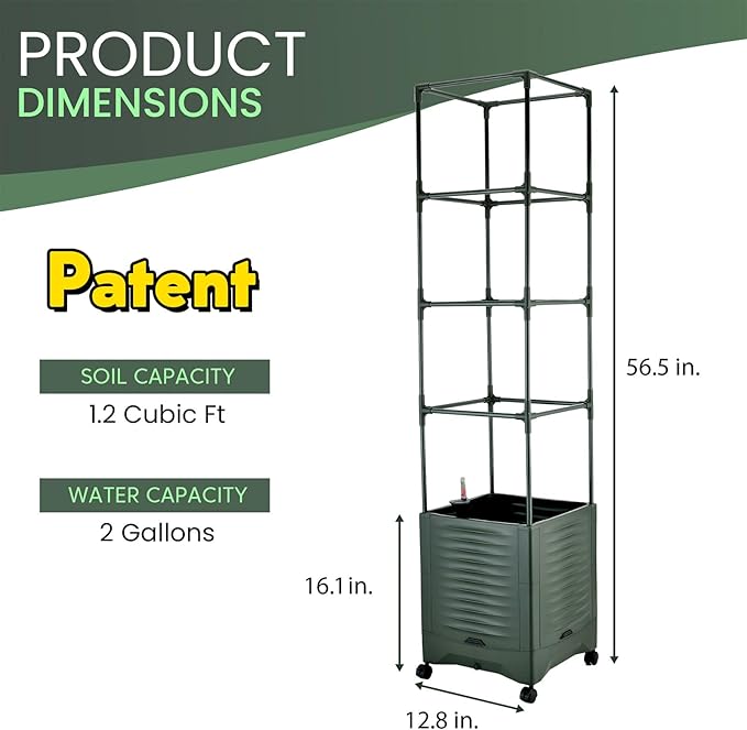 Tomato Planter Pot Tomato Box Raised Garden Bed 56.5" Tall Self-Watering and - Image 5