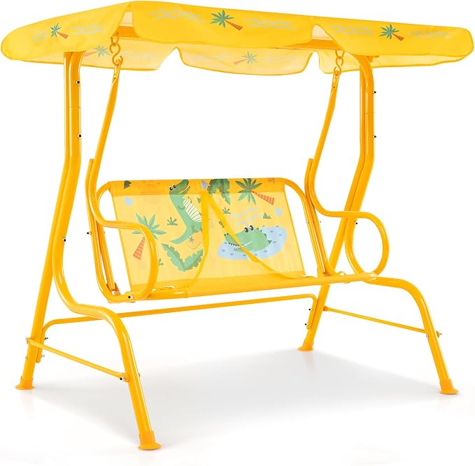 Costzon Kids Porch Swing, All-Weather Patio Swing Bench Hammock w/Adjustable - Image 9