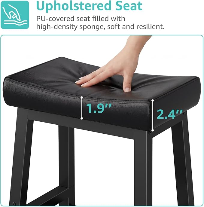 24 Inch Bar Stools Set of 2 for Kitchen Island, Kitchen Chairs Counter Height - Image 3