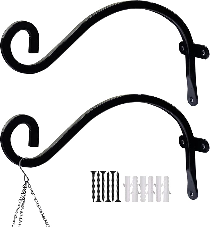 Hourleey 2 Pack Plant Hanger Outdoor, 8 Inch Heavy-Duty Hanging Plant Hook by Hourleey