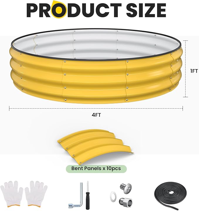 Galvanized Raised Garden Bed 4×4×1 FT, Round Metal Raised Garden Bed Outdoor - Image 5