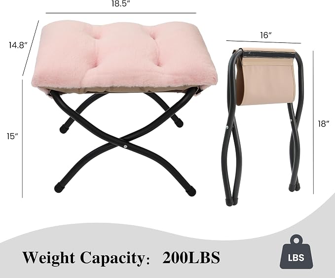 15" Folding Ottoman, Foldable Footrest Stool, Portable Small Foot Stool - Image 3