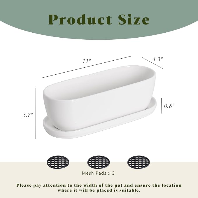 E-liu Oval Ceramic Planter Pot - Image 2