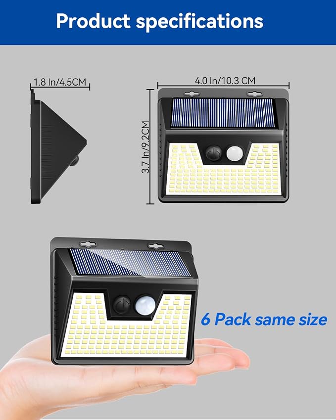 Peasur Solar Lights Outdoor Motion Sensor, 6 Pack 140 LED Solar Powered Fence - Image 7