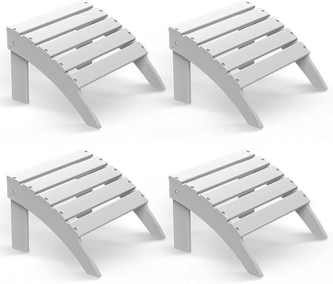 BRIOPAWS Adirondack Ottomans | Folding | Set of 4 | HDPE Plastic | White by BRIOPAWS