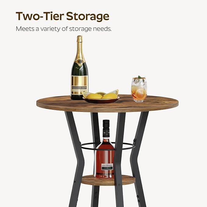 Bar Table, 2-Tier Round High Top Table, Pub Table, Home Bar Counter Height - Image 9