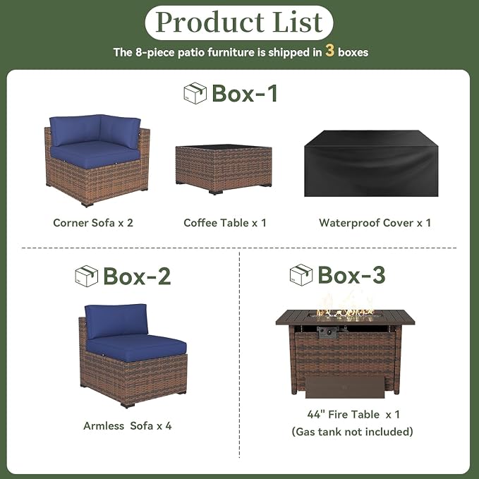 Aoxun 8-Piece Outdoor Patio Furniture Set - Image 5