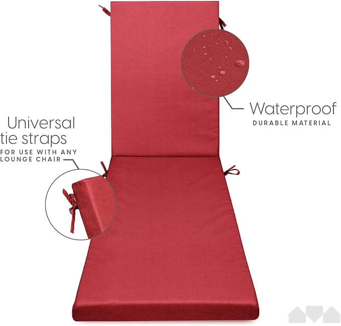 Milliard Memory Foam Outdoor Chaise Lounge Lawn Chair Cushion, - Image 3