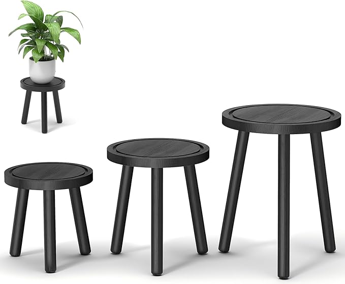 3-Pack Wood Plant Stands Indoor, Single Plant Stand by Unknown