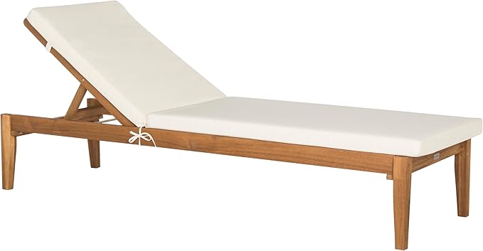 SAFAVIEH Outdoor Collection Montclair Natural Solid Wood/Beige Cushion - Image 4