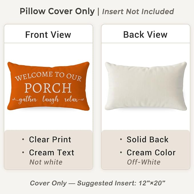 PANDICORN Welcome to Our Porch Stay Awhile Farmhouse Throw Pillow Covers 12x20 - Image 4