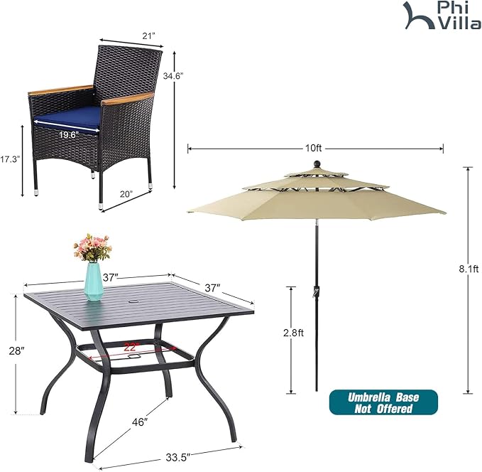 PHI VILLA 5 pcs Patio Dining Set - Image 8