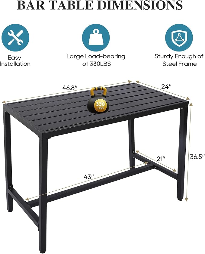 Outdoor Bar Table, Patio Console Pub Height Tables - Image 3