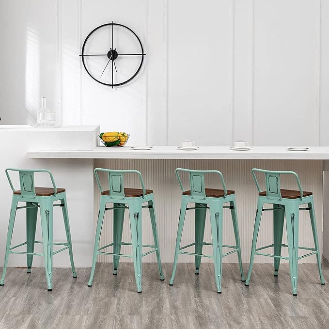 Andeworld Bar Stools Set of 4 Counter Height Stools Industrial Metal Barstools - Image 5