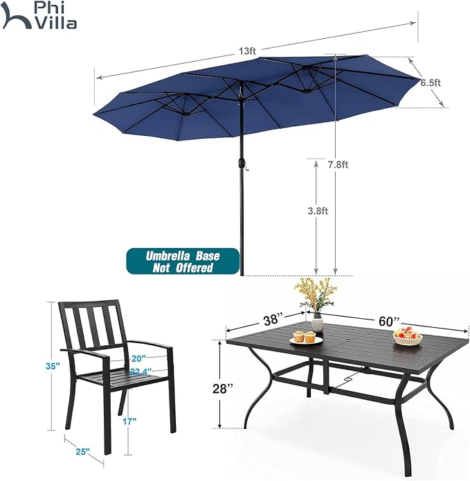 PHI VILLA 7 Piece Patio Dining Set - Image 6