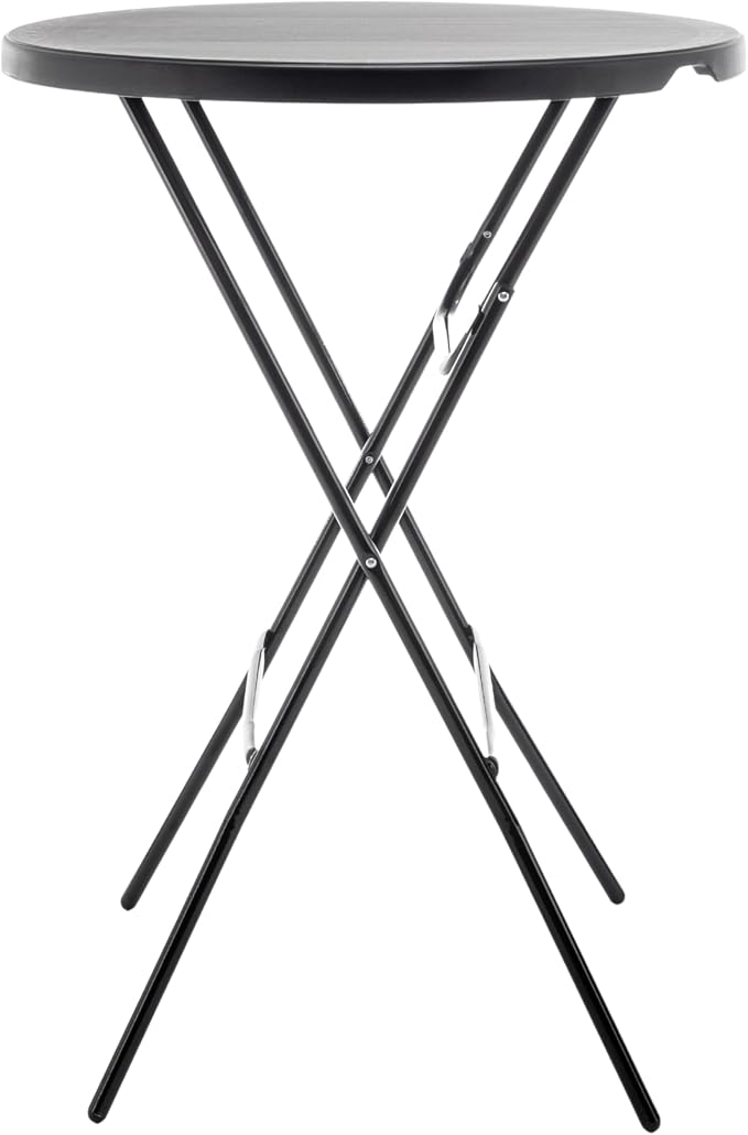 BTEXPERT Black 2.63 Foot Round Plastic Bar Height Folding Table Commercial - Image 8