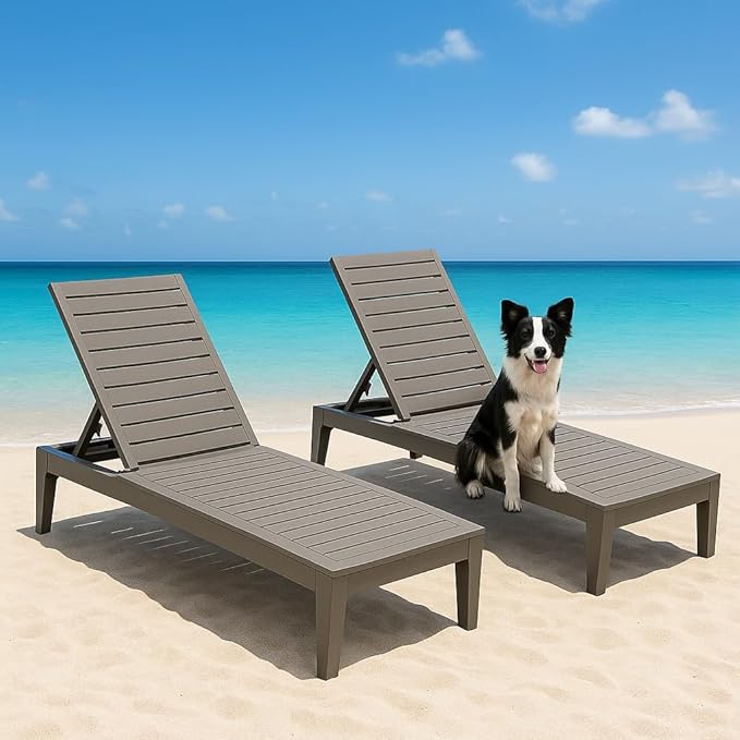 Outdoor Chaise Lounge Set of 4, Lightweight Patio Chairs, Waterproof Sun - Image 5