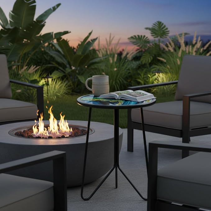 LIFFY Patio Side Tables, Round Decorative Plant Stand & Accent Table - Image 7