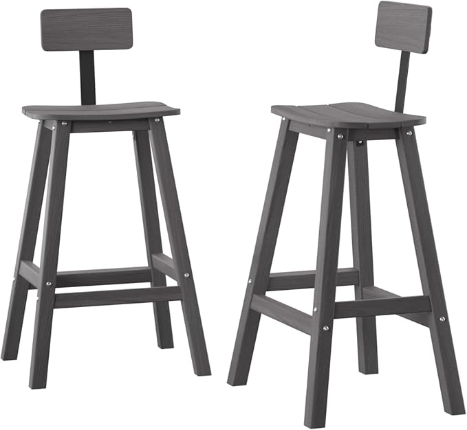 Bar Height Chairs Set of 2, HDPE Bar Height Outdoor Chairs, Weather Resistance by Naga+Bahna