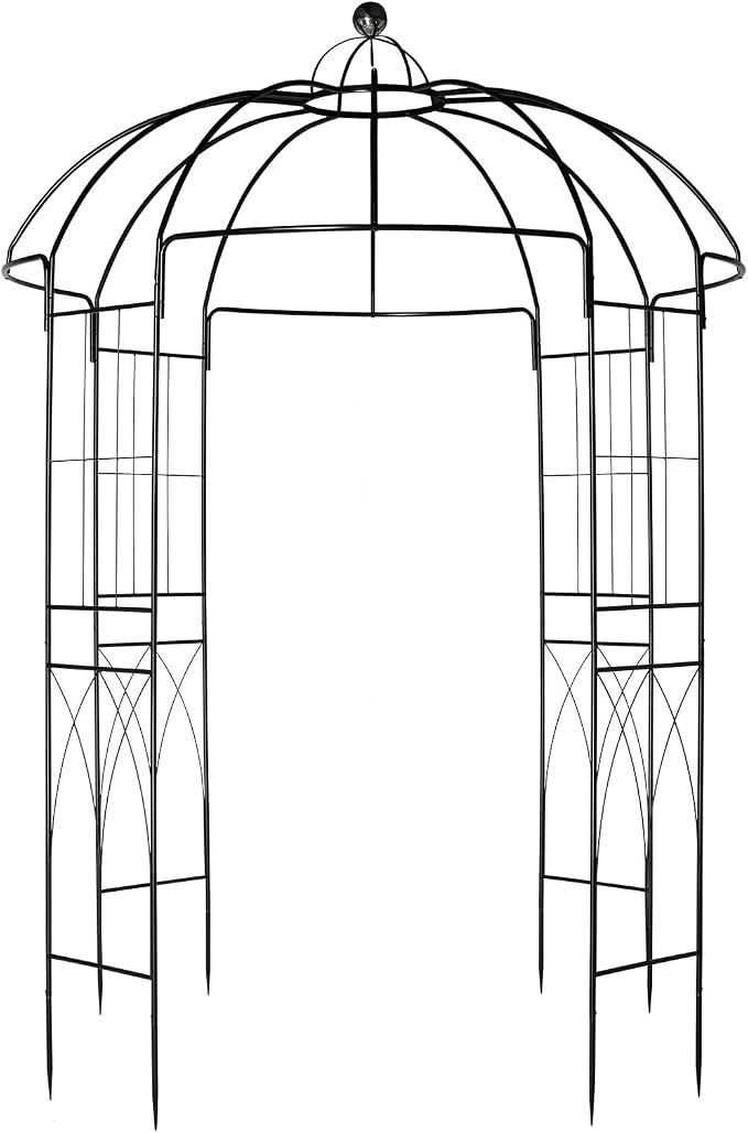 Garden Arches Arbors, Metal Gazebo Durable Iron Trellis Support Use by Volowoo
