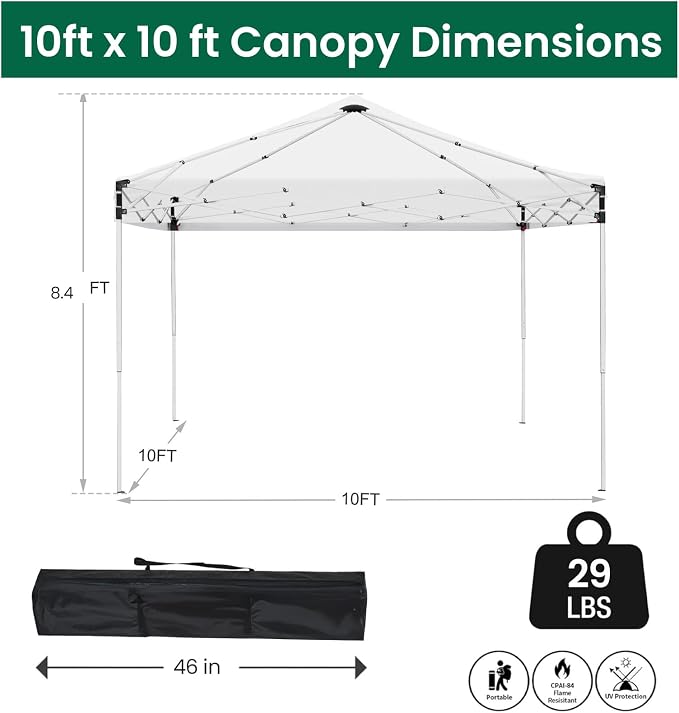10x10ft Pop Up Canopy Tent, Heavy Duty Waterproof Folding Tent - Image 2
