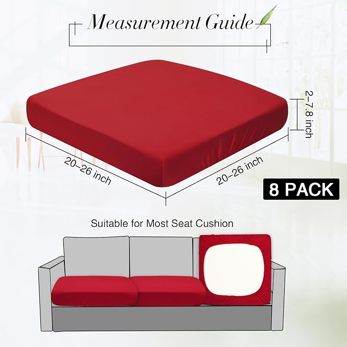 Newwiee 8Pcs Patio Cushion Covers Stretch Outdoor Cushion Cover Replacement - Image 2