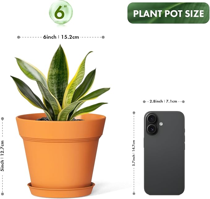 6 Inch Thick Plastic Plant Pots - Image 3