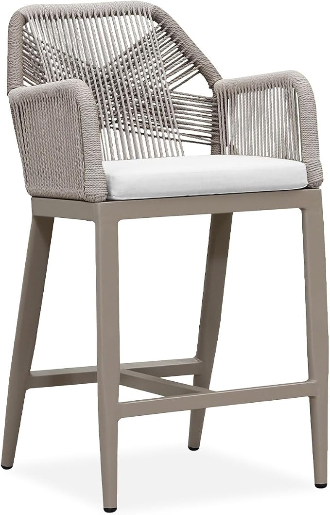 PURPLE LEAF Patio Counter Height Bar Stool 24" H Modern 1 Piece Rattan Outdoor by PURPLELEAF
