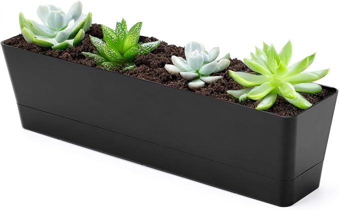 GREANER 16x3.8 Inch Herb Window Boxes 1PCS, Succulent Flower Rectangular by GREANER