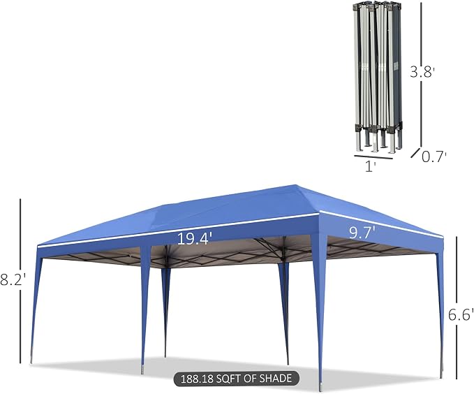 Outsunny 10' x 19.2' Pop Up Canopy Tent, Heavy Duty Tent - Image 7