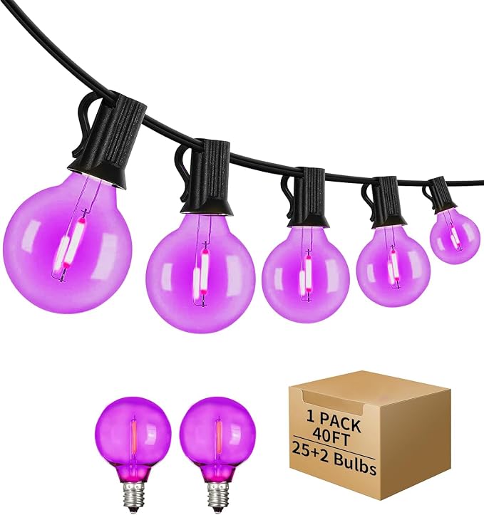 40FT LED Outdoor String Lights Waterproof, G40 LED Globe Outdoor Lights by ShineU