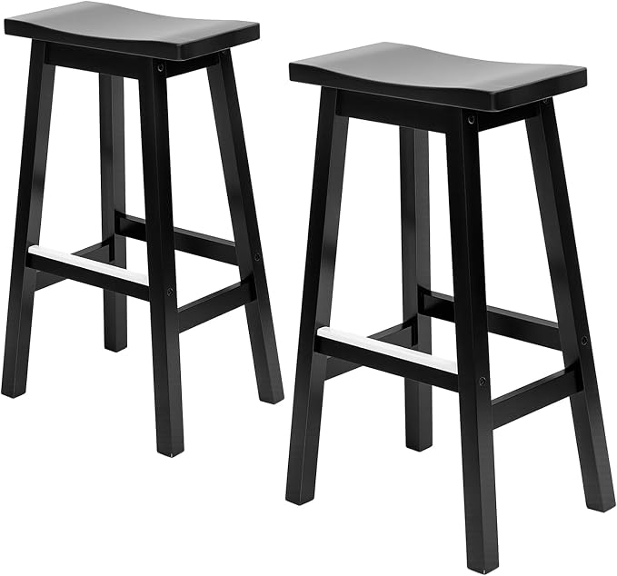 PayLessHere Bar Stools Set of 2, Saddle Stools 30 Inch Heigh, Bar Chairs Seat by PayLessHere