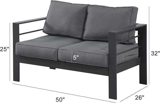 Wisteria Lane Patio Furniture Aluminum Loveseat, All-Weather Outdoor 2 Seats - Image 3