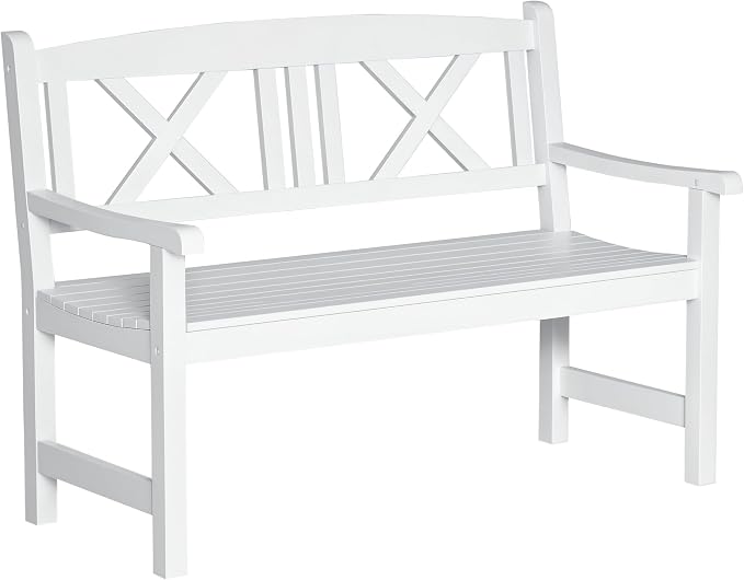 Outsunny 2-Seater Wooden Garden Bench, 4FT Outdoor Patio Loveseat by Outsunny
