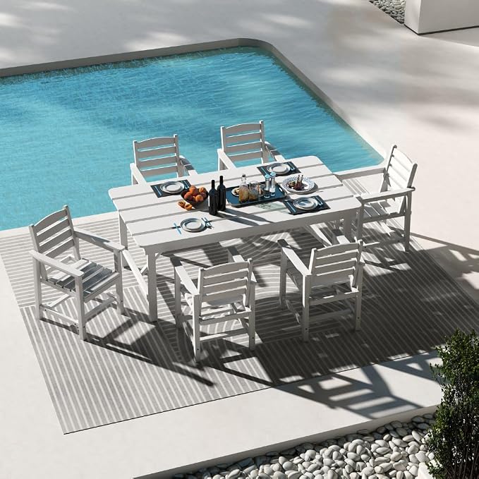 Outdoor HDPE Dining Set 7 Pieces, Patio Table by PatioKingdom