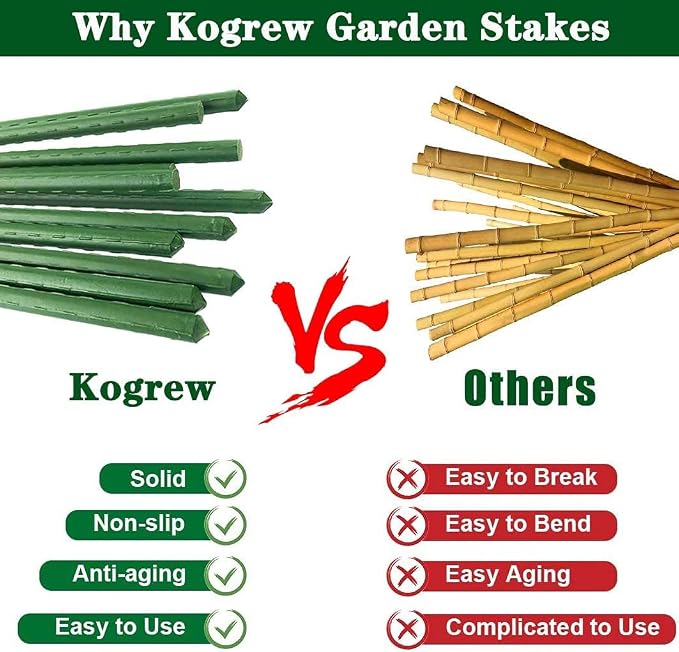 6Ft 72inch Garden Stakes Sturdy Plant Sticks Support Tomato Stakes - Image 4