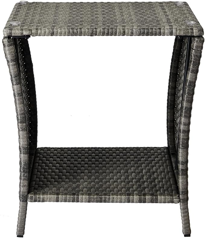 Wicker Rattan Side Table, Outdoor Square Rattan Coffee End Table - Image 4