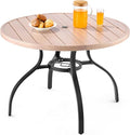 VEVOR Outdoor Patio Dining Table, 41 inch Round Wood-Like Steel Slat Backyard by VEVOR