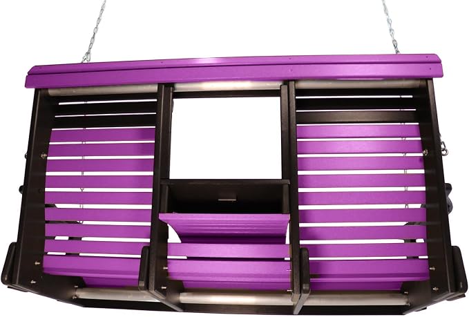 5FT Purple Flip-Cup ROLLBACK Porch Swing Bench, Amish-Made Poly Lumber Wood - Image 3