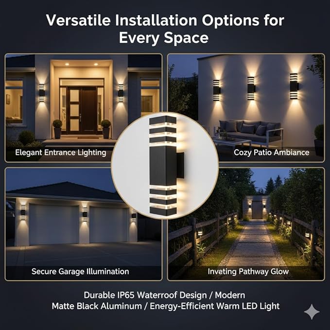 10Pack 15inch LED Square Up & Down Wall Lights, 14W Outdoor Wall Light 4000K - Image 7