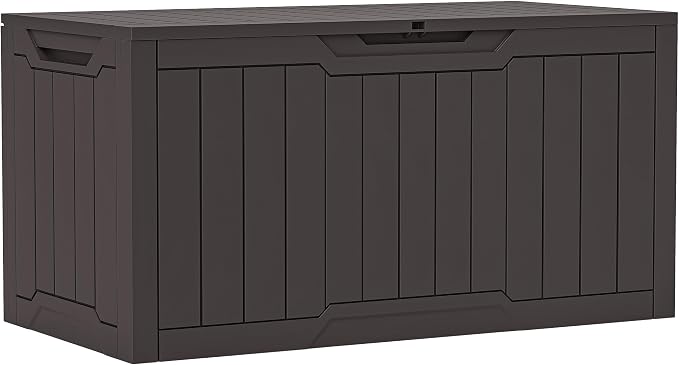 YITAHOME 100 Gallon Outdoor Storage Box, Large Water Resistant Resin Deck Box by YITAHOME