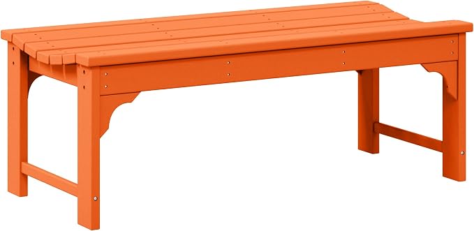 WO Home Furniture Outdoor 46" Backless HDPE Adirondack Bench, Poly Lumber Seat by WOHomeFurniture