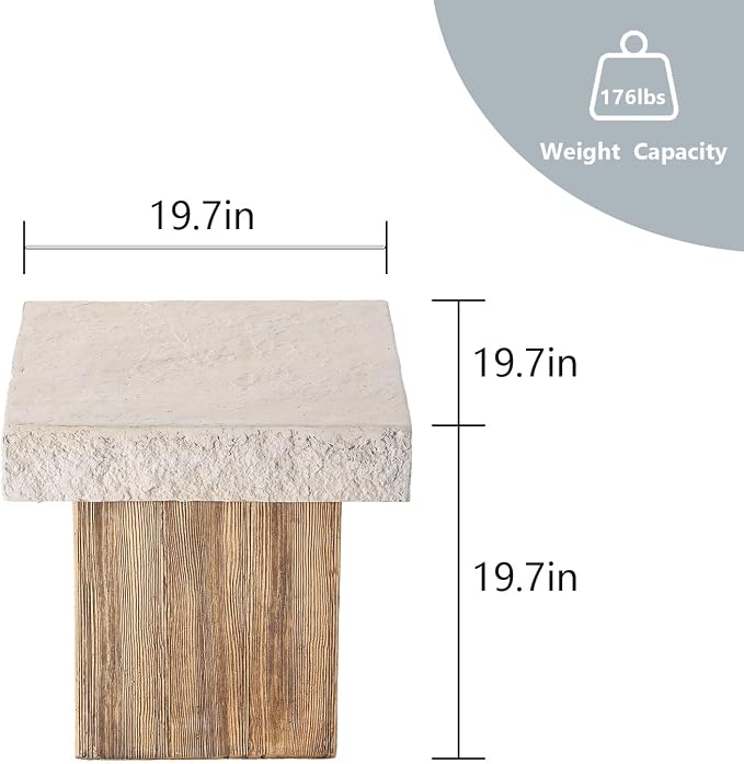 COSIEST Outdoor Medium Side Table, Patio Coffee Table, 19.7 inches Square MgO - Image 2