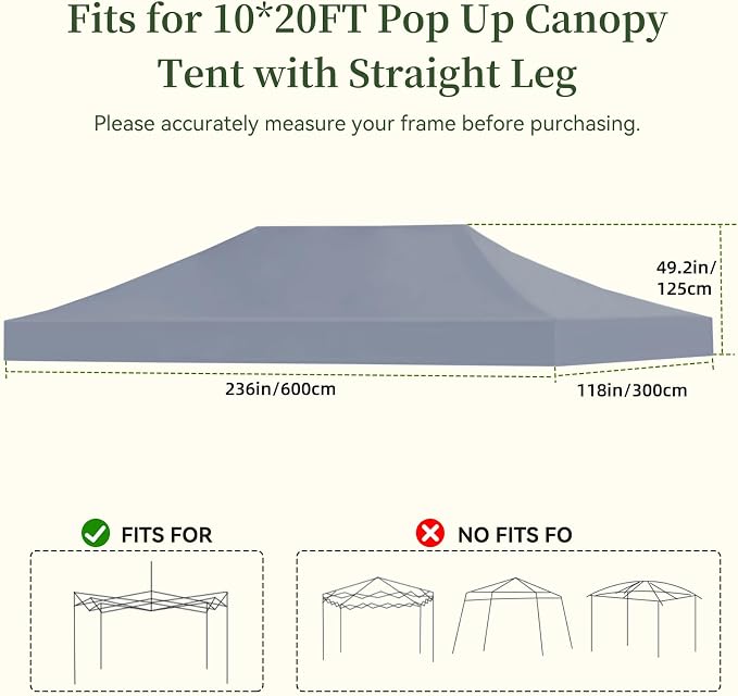 LIUJIAYI Pop Up Canopy Replacement Top, 10x20 Heavy Duty 500D UV Protection - Image 2